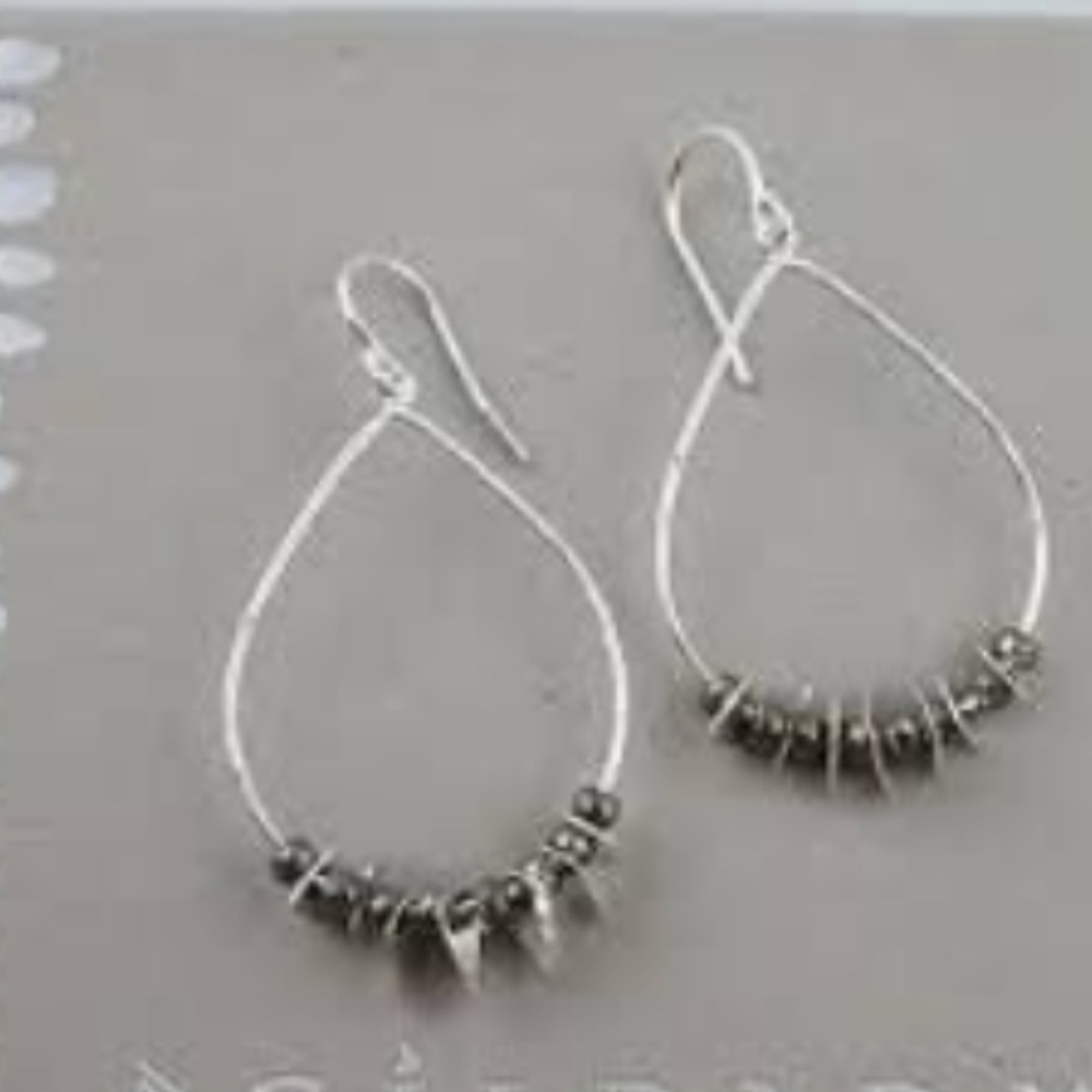 SILPADA 925 Sterling Silver Patterned Pyrite Earrings #3314